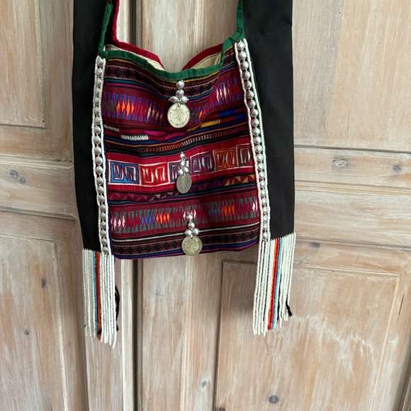 Ethnic Boho Black Crossbody Bag Purse - Picture 2 of 10